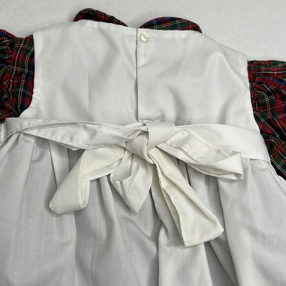 Petit Ami red Plaid dress white smocked embroidered pinafore Vintage size 2T EUC - Picture 9 of 14